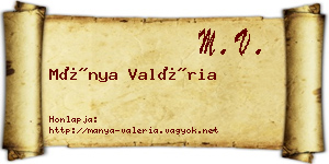Mánya Valéria névjegykártya