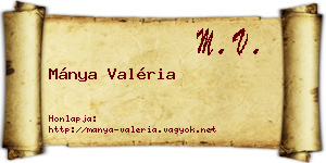 Mánya Valéria névjegykártya